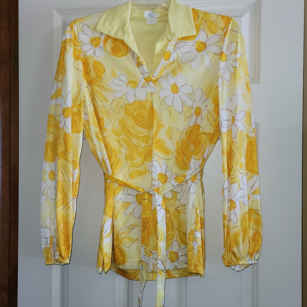 Vtg Polyester L/S Shirt Tie @ Waist